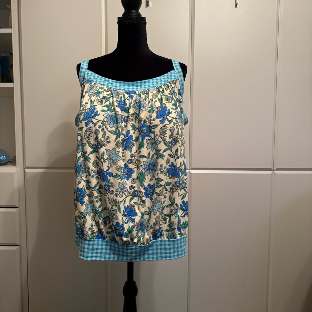 Lands' End Light Blue Floral Tankini Top